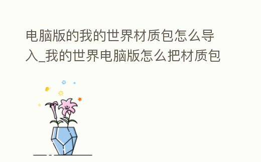 電腦版的我的世界材質包怎么導入_我的世界電腦版怎么把材質包放文件里