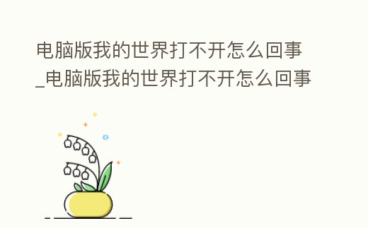 電腦版我的世界打不開怎么回事_電腦版我的世界打不開怎么回事視頻