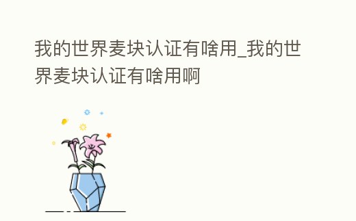 我的世界麥塊認證有啥用_我的世界麥塊認證有啥用啊