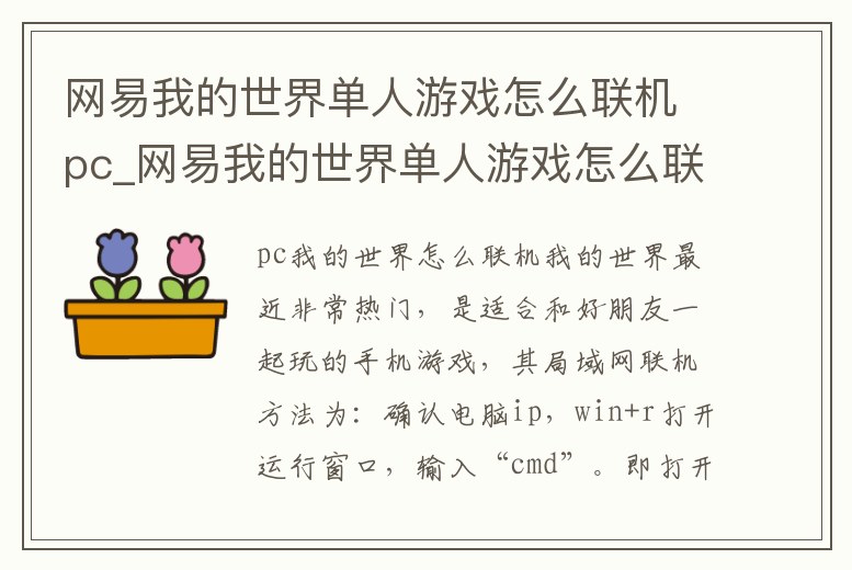 網易我的世界單人游戲怎么聯機pc_網易我的世界單人游戲怎么聯機手機