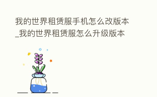 我的世界租賃服手機怎么改版本_我的世界租賃服怎么升級版本