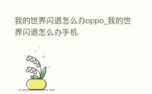 我的世界閃退怎么辦oppo_我的世界閃退怎么辦手機(jī)