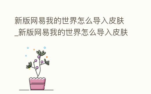 新版網易我的世界怎么導入皮膚_新版網易我的世界怎么導入皮膚視頻