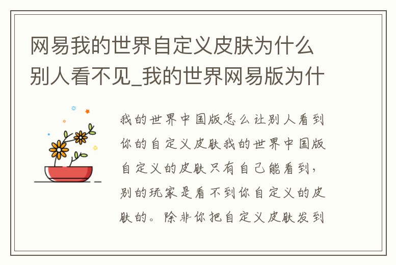 網易我的世界自定義皮膚為什么別人看不見_我的世界網易版為什么點自定義皮膚沒反應