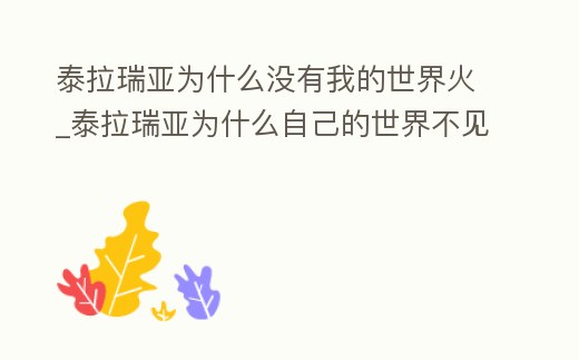 泰拉瑞亞為什么沒有我的世界火_泰拉瑞亞為什么自己的世界不見了