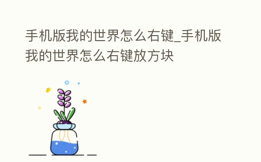手機版我的世界怎么右鍵_手機版我的世界怎么右鍵放方塊