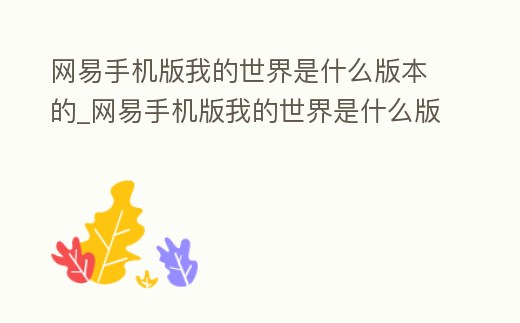 網易手機版我的世界是什么版本的_網易手機版我的世界是什么版本的