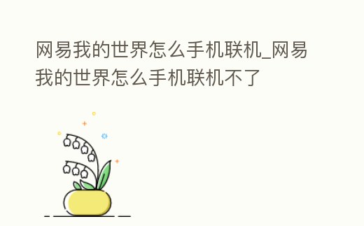 網(wǎng)易我的世界怎么手機(jī)聯(lián)機(jī)_網(wǎng)易我的世界怎么手機(jī)聯(lián)機(jī)不了