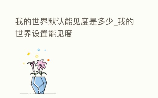 我的世界默認能見度是多少_我的世界設置能見度