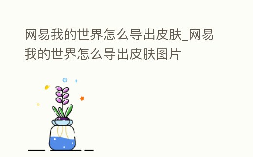 網易我的世界怎么導出皮膚_網易我的世界怎么導出皮膚圖片