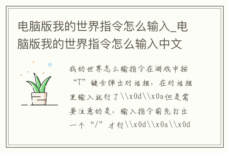 電腦版我的世界指令怎么輸入_電腦版我的世界指令怎么輸入中文