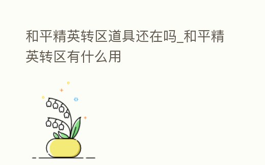 和平精英轉區道具還在嗎_和平精英轉區有什么用