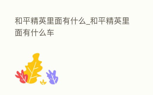 和平精英里面有什么_和平精英里面有什么車