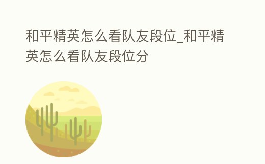 和平精英怎么看隊友段位_和平精英怎么看隊友段位分