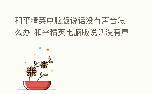 和平精英電腦版說(shuō)話沒有聲音怎么辦_和平精英電腦版說(shuō)話沒有聲音怎么辦呀