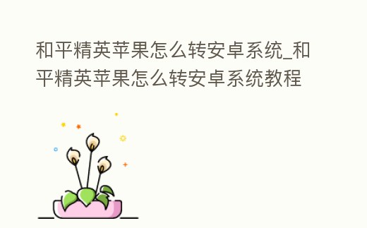 和平精英蘋果怎么轉安卓系統_和平精英蘋果怎么轉安卓系統教程