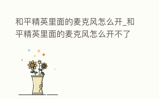 和平精英里面的麥克風(fēng)怎么開(kāi)_和平精英里面的麥克風(fēng)怎么開(kāi)不了