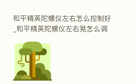 和平精英陀螺儀左右怎么控制好_和平精英陀螺儀左右晃怎么調(diào)