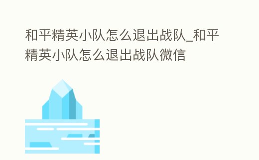 和平精英小隊怎么退出戰隊_和平精英小隊怎么退出戰隊微信