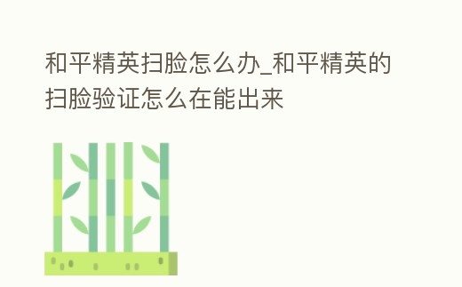 和平精英掃臉怎么辦_和平精英的掃臉驗(yàn)證怎么在能出來