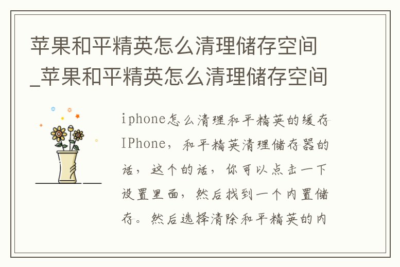 蘋果和平精英怎么清理儲存空間_蘋果和平精英怎么清理儲存空間垃圾