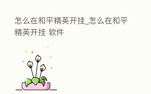 怎么在和平精英開掛_怎么在和平精英開掛 軟件