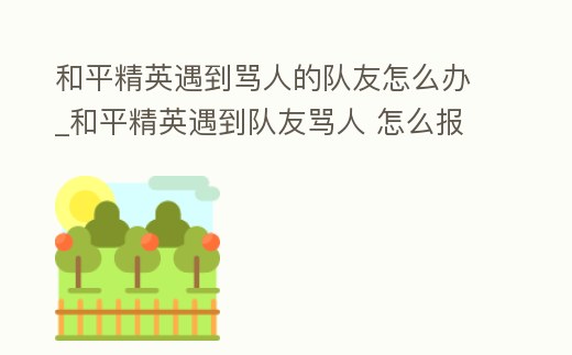 和平精英遇到罵人的隊友怎么辦_和平精英遇到隊友罵人 怎么報復
