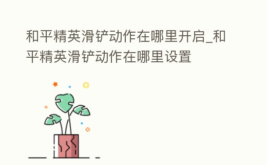 和平精英滑鏟動作在哪里開啟_和平精英滑鏟動作在哪里設置