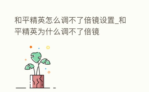 和平精英怎么調不了倍鏡設置_和平精英為什么調不了倍鏡