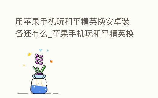 用蘋果手機(jī)玩和平精英換安卓裝備還有么_蘋果手機(jī)玩和平精英換安卓手機(jī)