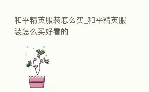 和平精英服裝怎么買_和平精英服裝怎么買好看的