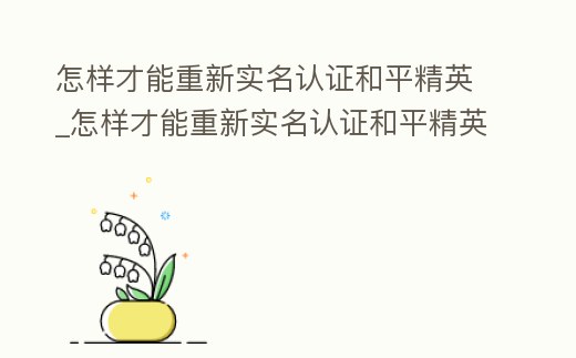 怎樣才能重新實名認證和平精英_怎樣才能重新實名認證和平精英.