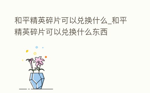 和平精英碎片可以兌換什么_和平精英碎片可以兌換什么東西