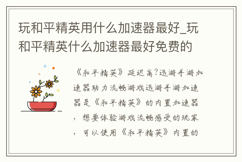 玩和平精英用什么加速器最好_玩和平精英什么加速器最好免費的