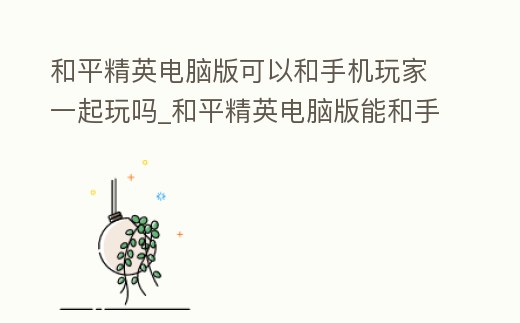和平精英電腦版可以和手機玩家一起玩嗎_和平精英電腦版能和手機一起玩嗎