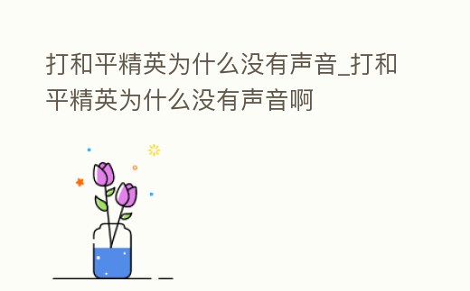打和平精英為什么沒有聲音_打和平精英為什么沒有聲音啊