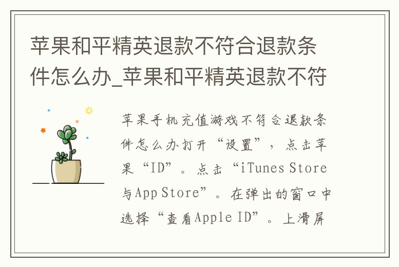 蘋果和平精英退款不符合退款條件怎么辦_蘋果和平精英退款不符合退款條件怎么辦呀