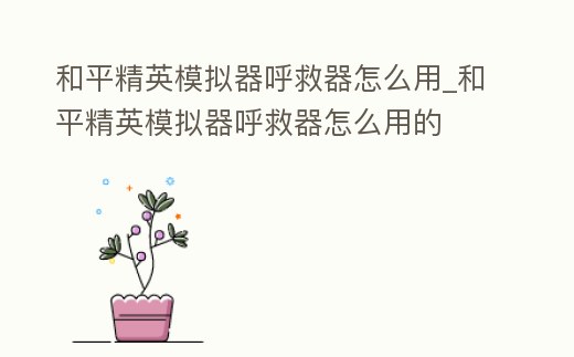 和平精英模擬器呼救器怎么用_和平精英模擬器呼救器怎么用的