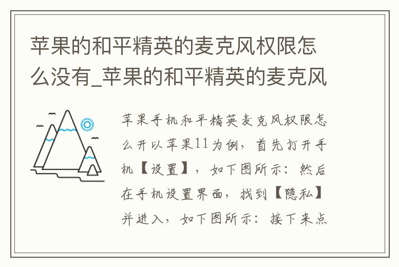 蘋(píng)果的和平精英的麥克風(fēng)權(quán)限怎么沒(méi)有_蘋(píng)果的和平精英的麥克風(fēng)權(quán)限怎么沒(méi)有開(kāi)啟