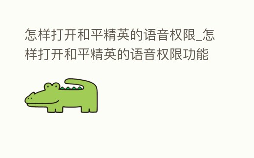 怎樣打開和平精英的語音權限_怎樣打開和平精英的語音權限功能