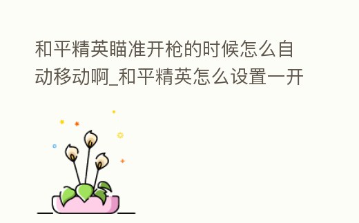 和平精英瞄準(zhǔn)開槍的時候怎么自動移動啊_和平精英怎么設(shè)置一開槍就自動開鏡