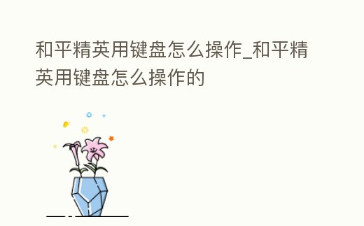 和平精英用鍵盤怎么操作_和平精英用鍵盤怎么操作的