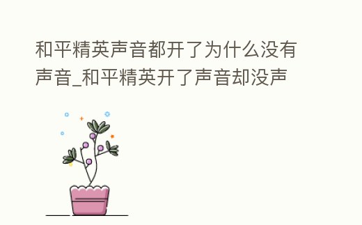 和平精英聲音都開了為什么沒有聲音_和平精英開了聲音卻沒聲