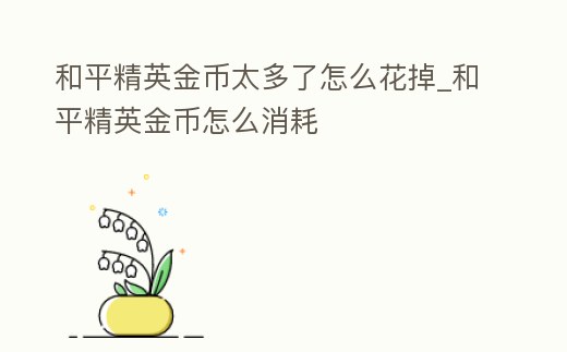 和平精英金幣太多了怎么花掉_和平精英金幣怎么消耗