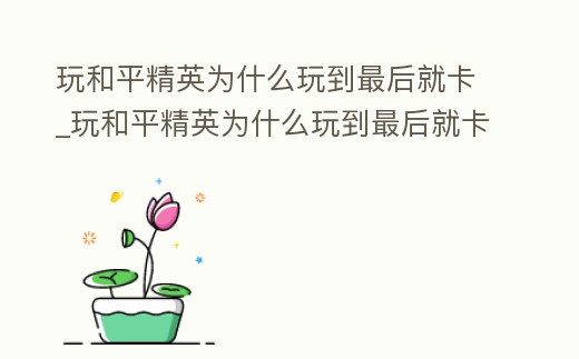 玩和平精英為什么玩到最后就卡_玩和平精英為什么玩到最后就卡頓