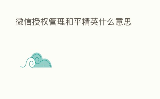 微信授權管理和平精英什么意思