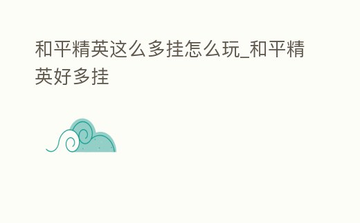 和平精英這么多掛怎么玩_和平精英好多掛