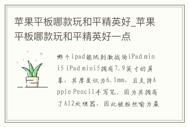 蘋果平板哪款玩和平精英好_蘋果平板哪款玩和平精英好一點