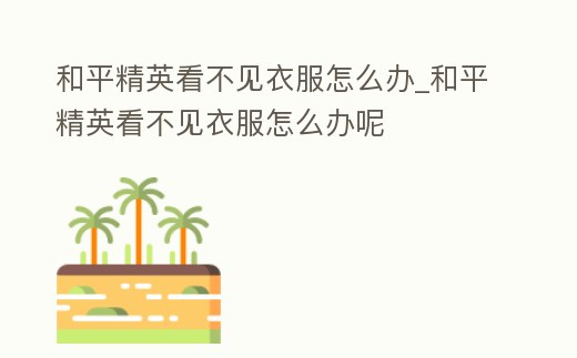 和平精英看不見衣服怎么辦_和平精英看不見衣服怎么辦呢