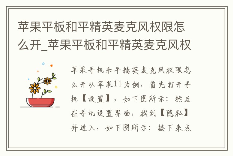 蘋果平板和平精英麥克風權限怎么開_蘋果平板和平精英麥克風權限怎么開通